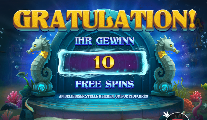 Kadita Ocean Fury – 10 Free Spins Gewinn-Screen